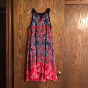Red, white, blue paisley sleeveless dress